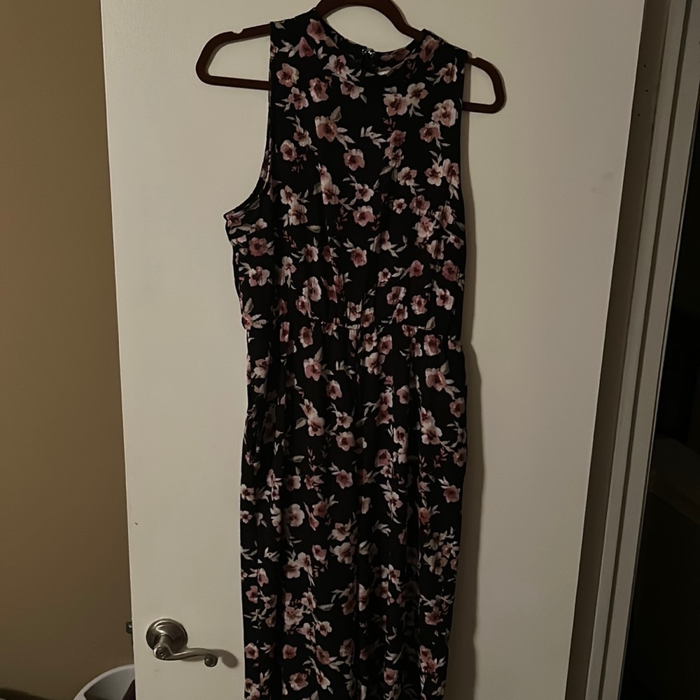 XL Black with Flowers Jumpsuit
